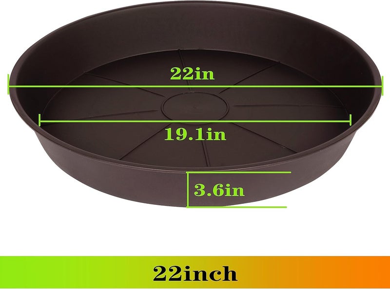 Angde 2 Pack of Plant Saucer 20 22 inch (19.5 Inch Base), Deep Heavy Duty Plastic Plant Saucers 20" Round, Flower Plant Trays for Indoors Outdoor, Plant Drip Tray for Planter 18-22" (Chocolate Brown) - Image 2